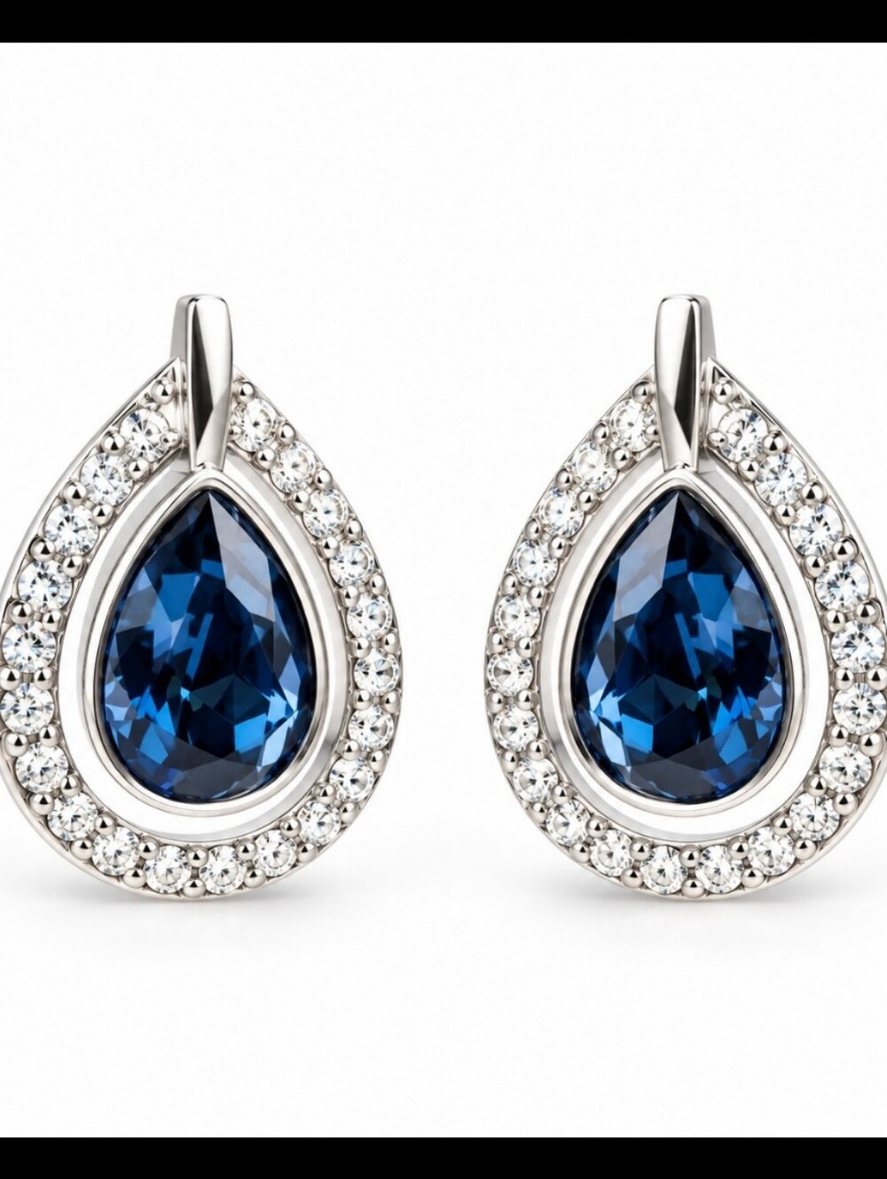 SWAROVSKI MILA Deep Blue Crystal PIERCED EARRINGS Chic Old Money Vibes